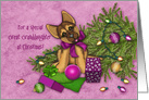 Christmas Great Granddaughter ,Naughty Shepherd Puppy Fallen Tree card