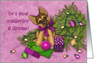 Christmas Granddaughter ,Naughty Shepherd Puppy Fallen Tree card