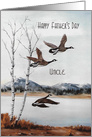 Father’s Day for Uncle, Flying Geese over Lake Painting card