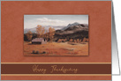 Thanksgiving, Painting of a Cabin in a Meadow, Fall Colors card