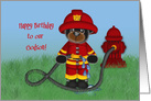 Fireman Birthday for Godson, with Fire Hydrant and Fire Hose card
