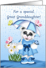 Birthday for Great Granddaughter, White Teddy Bear, Butterfly,Umbrella card