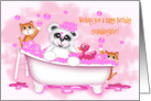 Birthday for Granddaughter Teddy Bear in a Bathtub, Kittens, Bubbles card