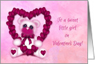 Valentine for a Little Girl, Pink Teddy Bear Holding a Heart card