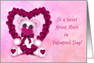 Valentine for a Great Niece, Pink Teddy Bear Holding a Heart card