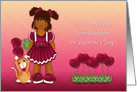 Valentine for Ethnic Granddaughter, Little Girl Holding Heart Flowers card