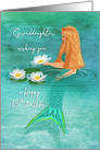 Happy 13th Birthday for Granddaughter, Mermaid, Lilies, Watercolor card