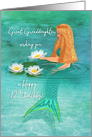 Happy 12th Birthday for Great Granddaughter Mermaid Lilies Watercolor card