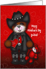 Valentine For Godson, Adorable Cowboy Teddy Bear, Cowboy Outfit card