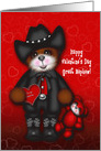 Valentine For Great Nephew, Adorable Cowboy Teddy Bear, Western card