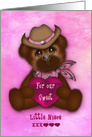 Valentine For Niece, Adorable Cowgirl Teddy Bear Holding Heart card