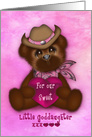 Valentine For Godaughter, Adorable Cowgirl Teddy Bear Holding Heart card