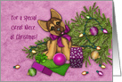 Christmas for a Special Great Niece Girl, Naughty Shepherd Puppy card