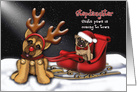 Santa Paws is Coming to Town, Stepdaughter, Shepherd Reindeer, Pug card