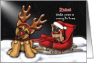 Santa Paws is Coming to Town, Niece, Shepherd Reindeer, Pug card