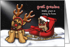 Santa Paws is Coming to Town, Great Grandson, Shepherd , Pug card