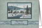 Christmas, Customize Name,Winter Painting Stream Set in the Mountains card