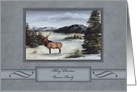 Christmas Customize Name, Painting Elk in the Snow Mountains card