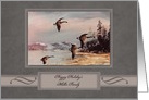 Christmas, Customize Name, Painting Flying Geese Lake, Mountains card