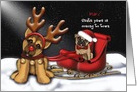 Santa Paws is Coming to Town, Custom Name , Shepherd ,Pug Puppies card