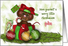 Christmas for Godson, Adorable Christmas Mouse in a Present card