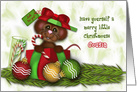 Christmas for Cousin, Adorable Christmas Mouse in a Present card