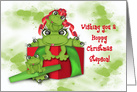 Hoppy Christmas for Stepson, Frogs in a Christmas Present card