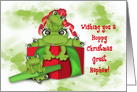 Hoppy Christmas for Great Nephew, Frogs in a Christmas Present card
