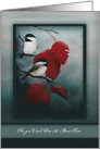 Thanksgiving Chickadees Sitting on a Branch of a Red Maple, Painting card