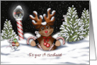 Christmas, 1st Christmas, Reindeer at the North Pole card