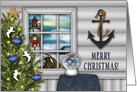 Christmas, Lighthouse, Nautical Themed, Snow Globe card