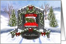 Merry Christmas, Customize Name, Winter Scene, Old Covered Bridge card