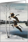 Christmas For a Uncle Watercolor Flying Canadian Geese Scene card