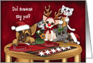 Christmas, Puppies and kittens Sitting at the Table Waiting for Pie card