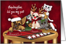 Christmas, For a Stepdaughter, Puppies and kittens Waiting for Pie card