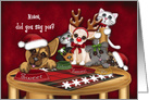 Christmas, For a Niece, Puppies and kittens Waiting for Pie card