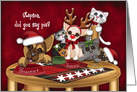Christmas, For a Stepson, Puppies, kittens Waiting for Pie card