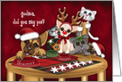 Christmas, For a Godson, Puppies, kittens Waiting for Pie card