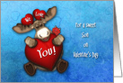 Valentine for a Son Moose Holding a Big Heart card