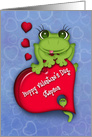 Valentine for a Stepson, Adorable Frog Sitting on Heart Candy Box card