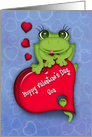 Valentine for a Son, Adorable Frog Sitting on Heart Candy Box card