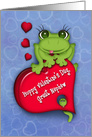 Valentine for a Great Nephew, Adorable Frog Sitting on Heart Candy Box card