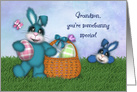 Easter for a Grandson, Adorable Bunnies with a Basket of Colored Eggs card