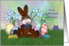 Easter for a Great Nephew Adorable Bunny, with Eggs, Flowers and Frogs card