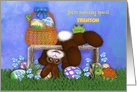 Easter, Customize Name Adorable Bunny, Eggs, Flowers Frog Turtle card
