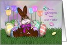 1st Easter Niece Adorable Bunny, with Flowers, Butterflies card