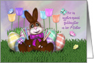 1st Easter Goddaughter, Adorable Bunny, Flowers, Butterflies card