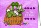 Happy Easter Great Grandson Bunny in a Basket Full of Jelly Beans card