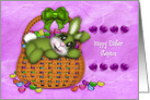 Happy Easter Stepson Bunny in a Basket Full of Jelly Beans card