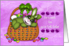 1st Easter for a Sweet Son, Green Bunny Basket Full of Jelly Beans card